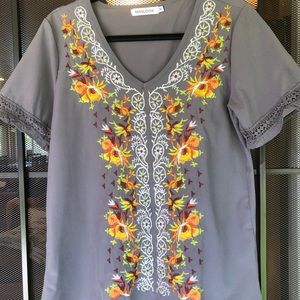 Beautifully Embroidered Flowey Blouse